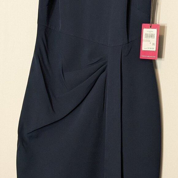 VINCE CAMUTO Navy Blue Knee Length Halter Formal Evening Dress; Size 0 - Picture 2 of 7